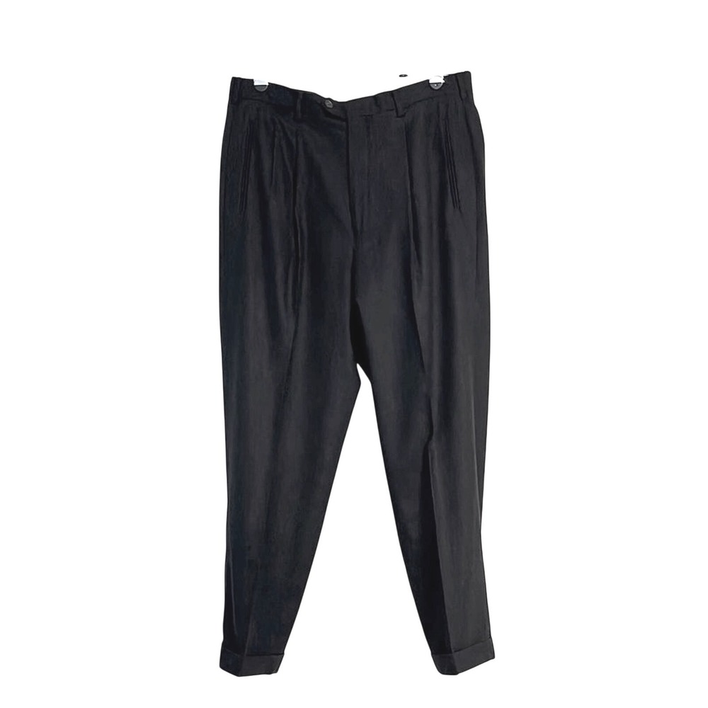 LM Zegna Made in Italy Wool Cashmere Gray Pleated Men's Vintage Dress Pants L 36